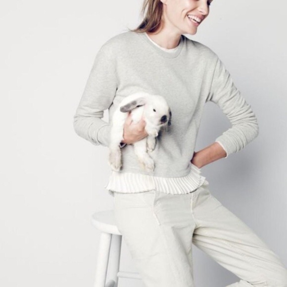 J. Crew Gray Ruffle Hem Sweatshirt - Picture 2 of 6